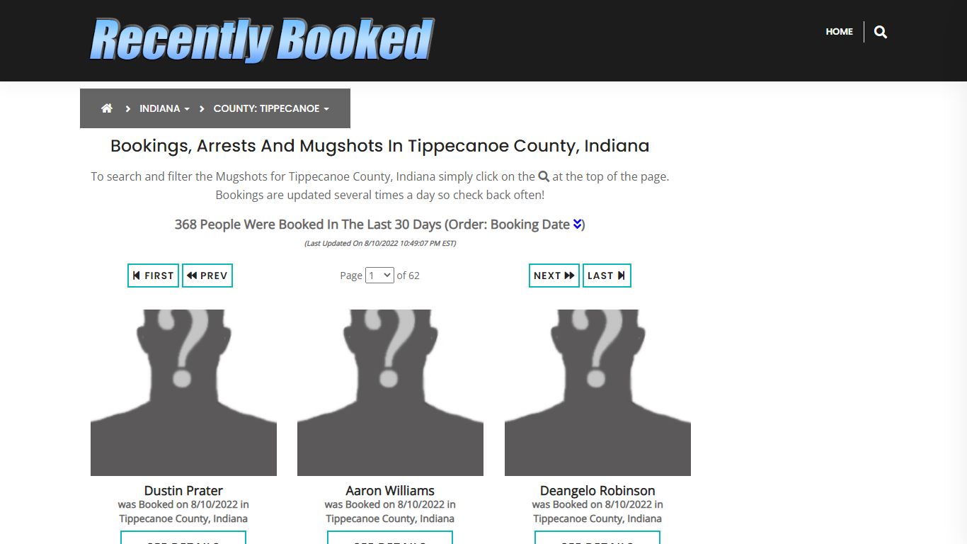 Bookings, Arrests and Mugshots in Tippecanoe County, Indiana